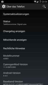 Android 4.4.4 Dank CyanogenMod 11s auf dem OnePlus One.